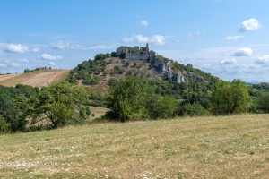 Falkenstein castle in Austria, view from the near fields