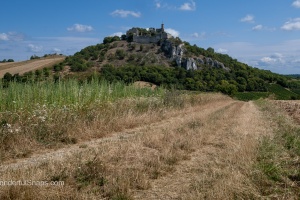 Falkenstein castle in Austria, view from the near fields