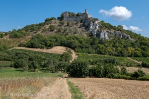 Falkenstein castle in Austria, view from the near fields