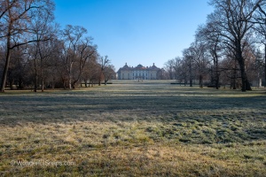 Slavkov Castle view from its park with trees
